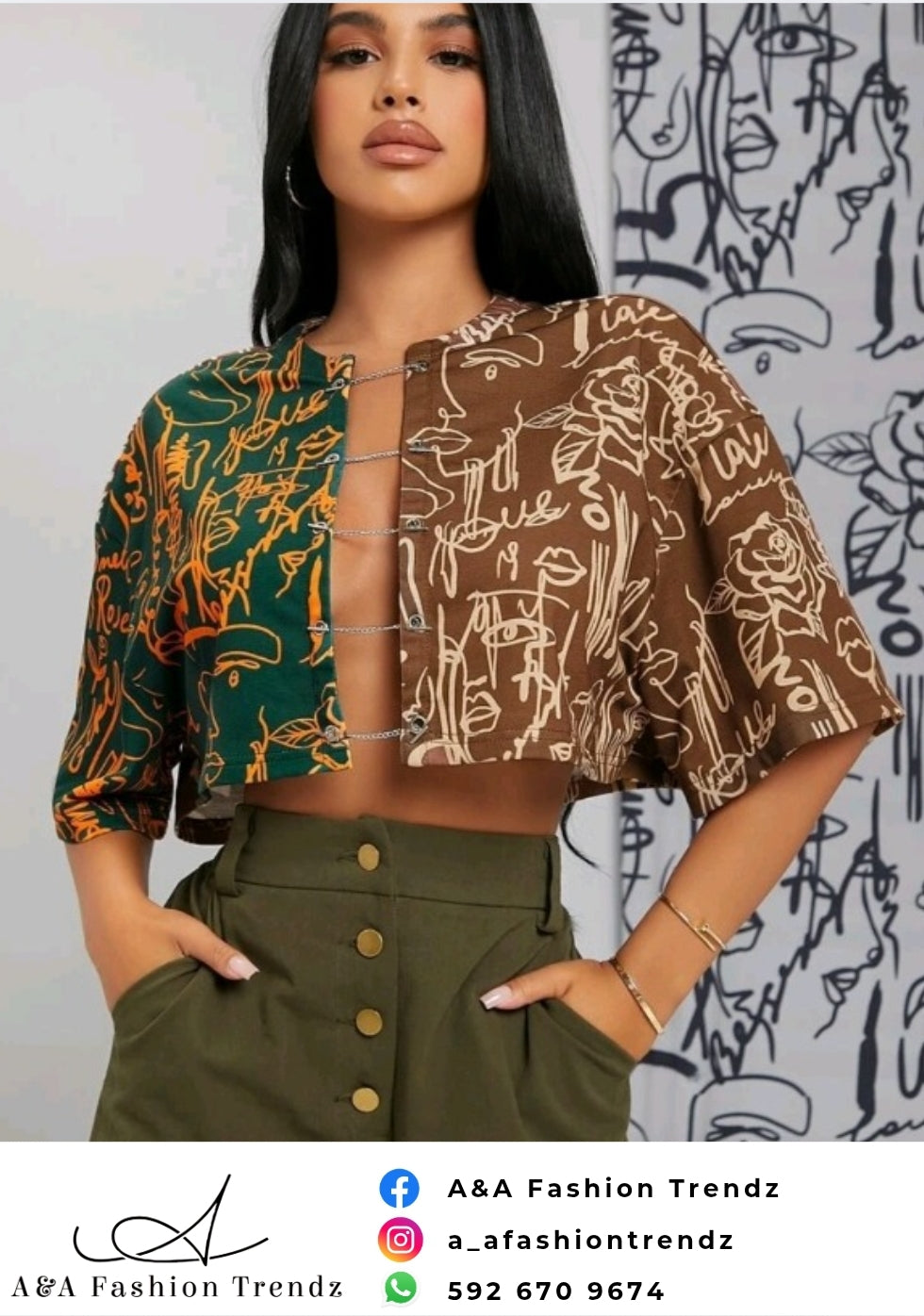 Green Figure Cropped Tee