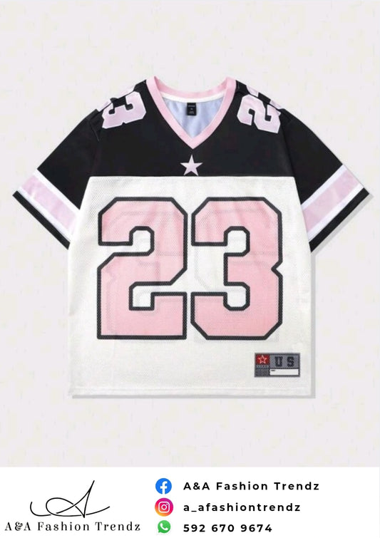 Romwe Pink Black Number Tee
