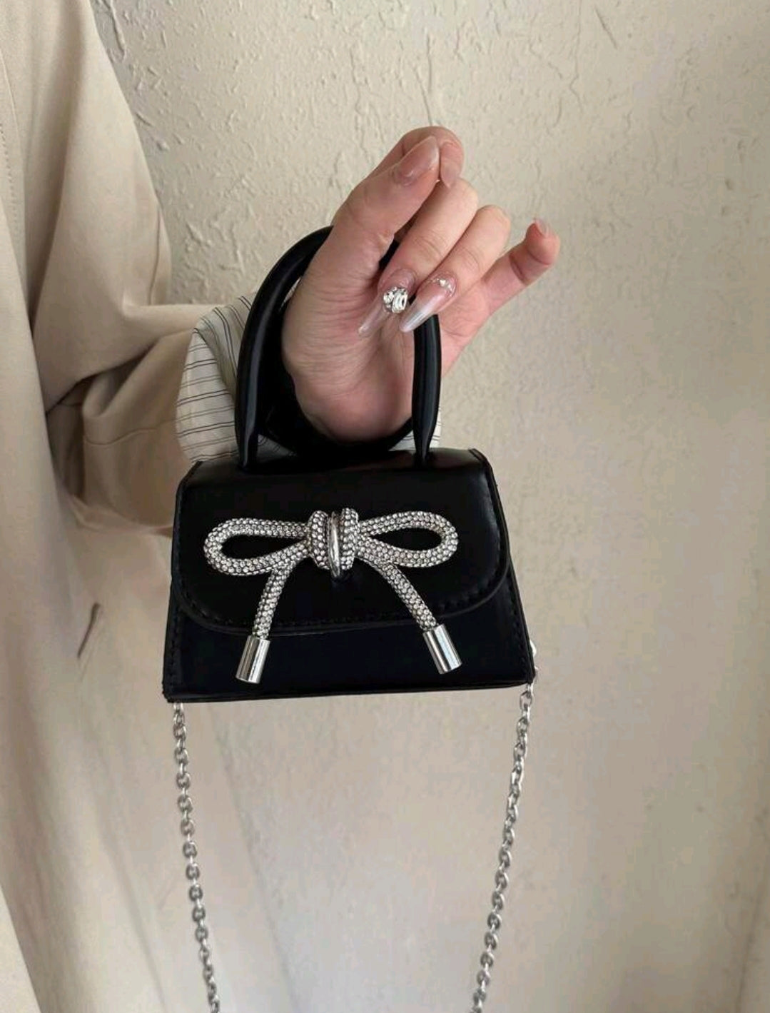 Black Silver Bow Purse