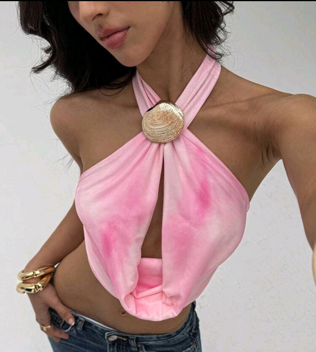 Pink Cowl Top