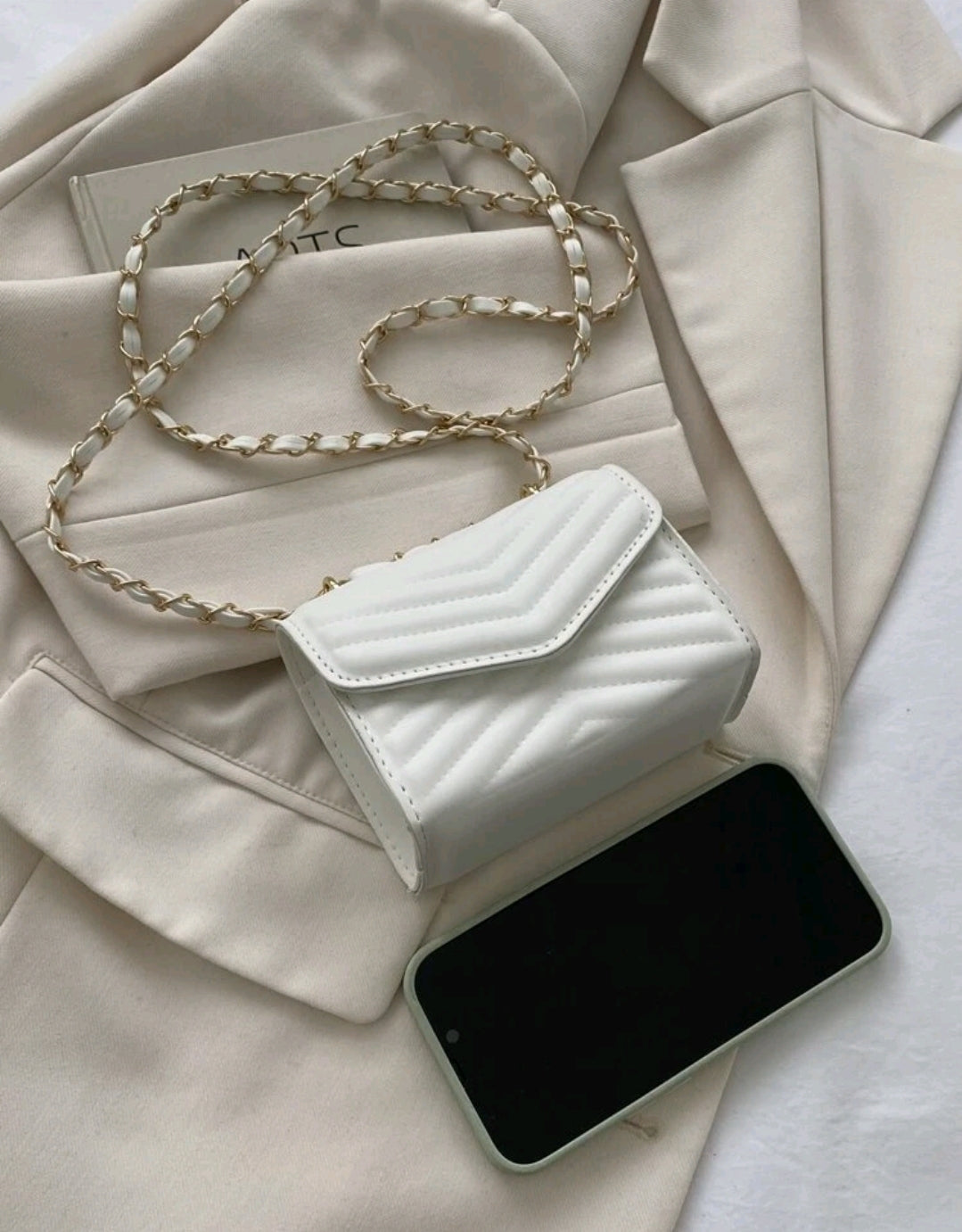 White Chevron Purse