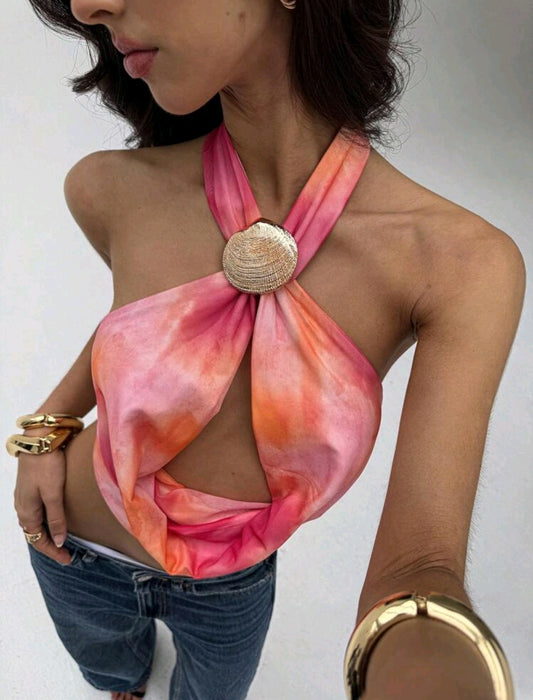 Rose Pink Cowl Top