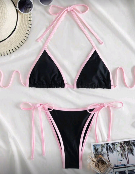 Pink Black Swimwear