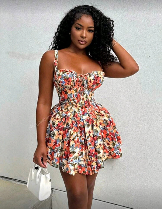 Multicolor Milkmaid Dress