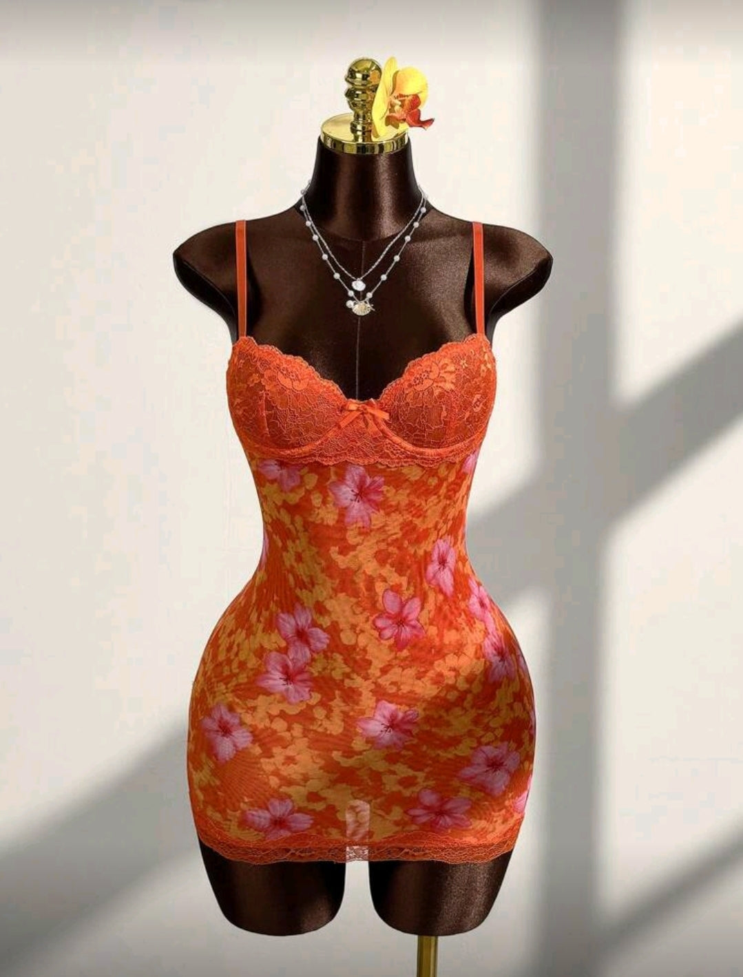 Orange Floral Cami Dress