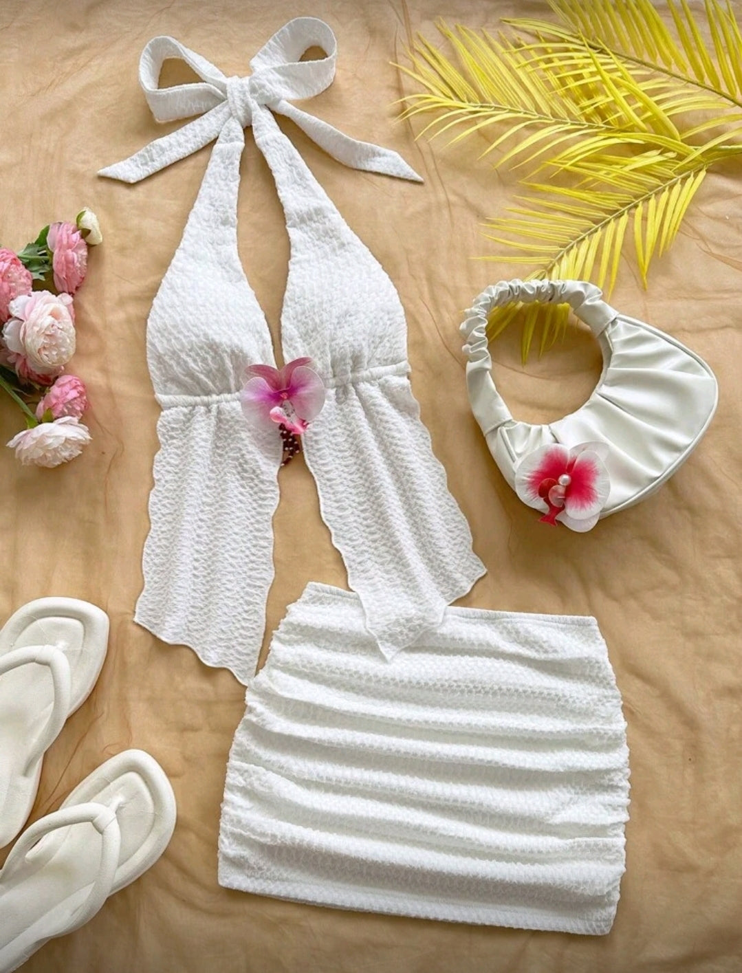 Flower Halter Neck Two Piece