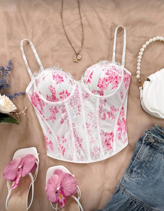 Pink White Bustier