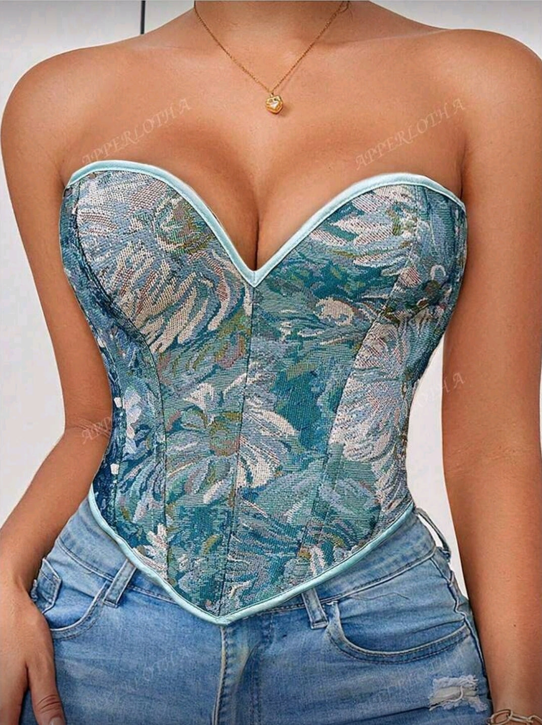 Blue Floral Corset