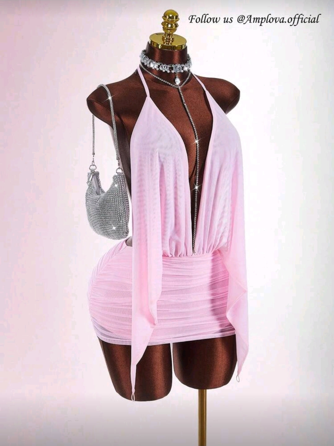 Pink Swoop Neck Dress