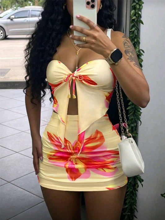 Yellow Cami Floral Two Piece