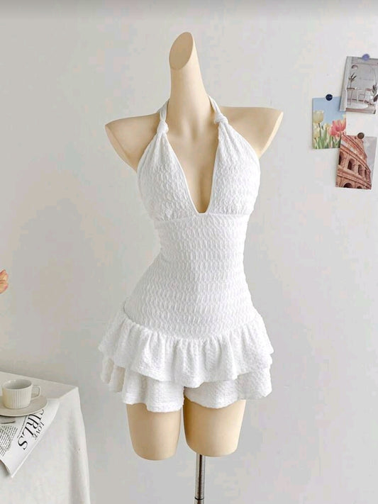 White Ruffle Romper