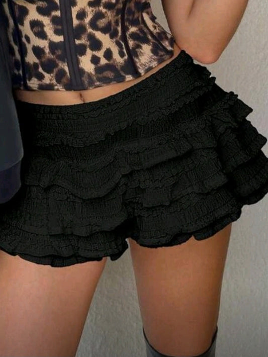 Black Ruffle Shorts
