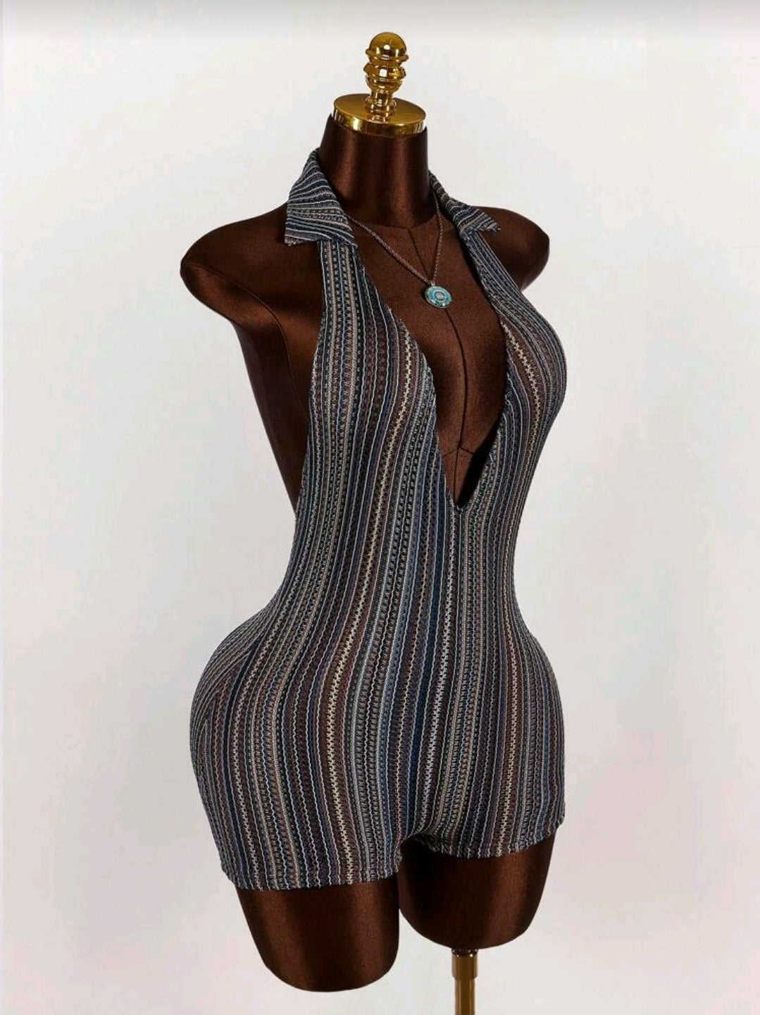 Polo Halter Knitted Romper