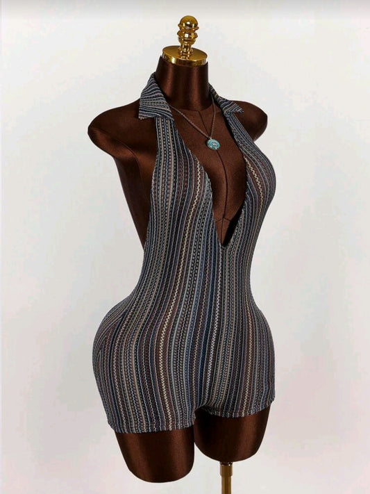 Polo Halter Knitted Romper