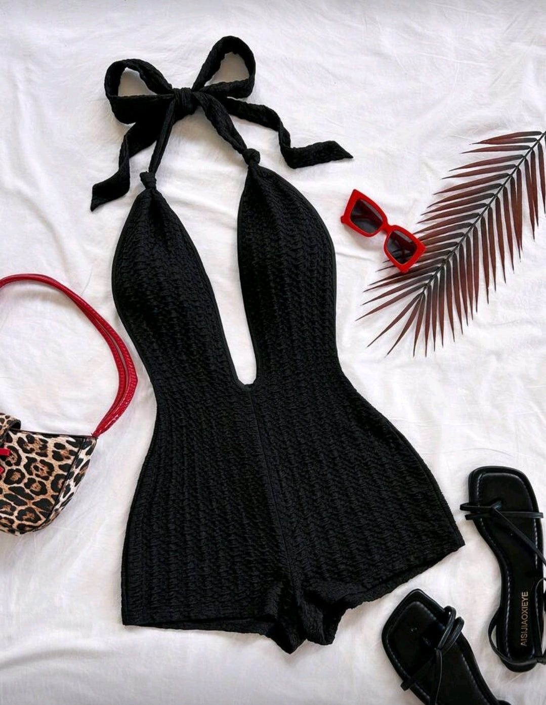 Black Halter Romper