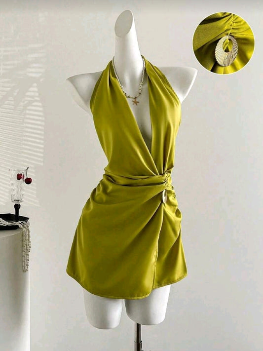 Green Satin Romper