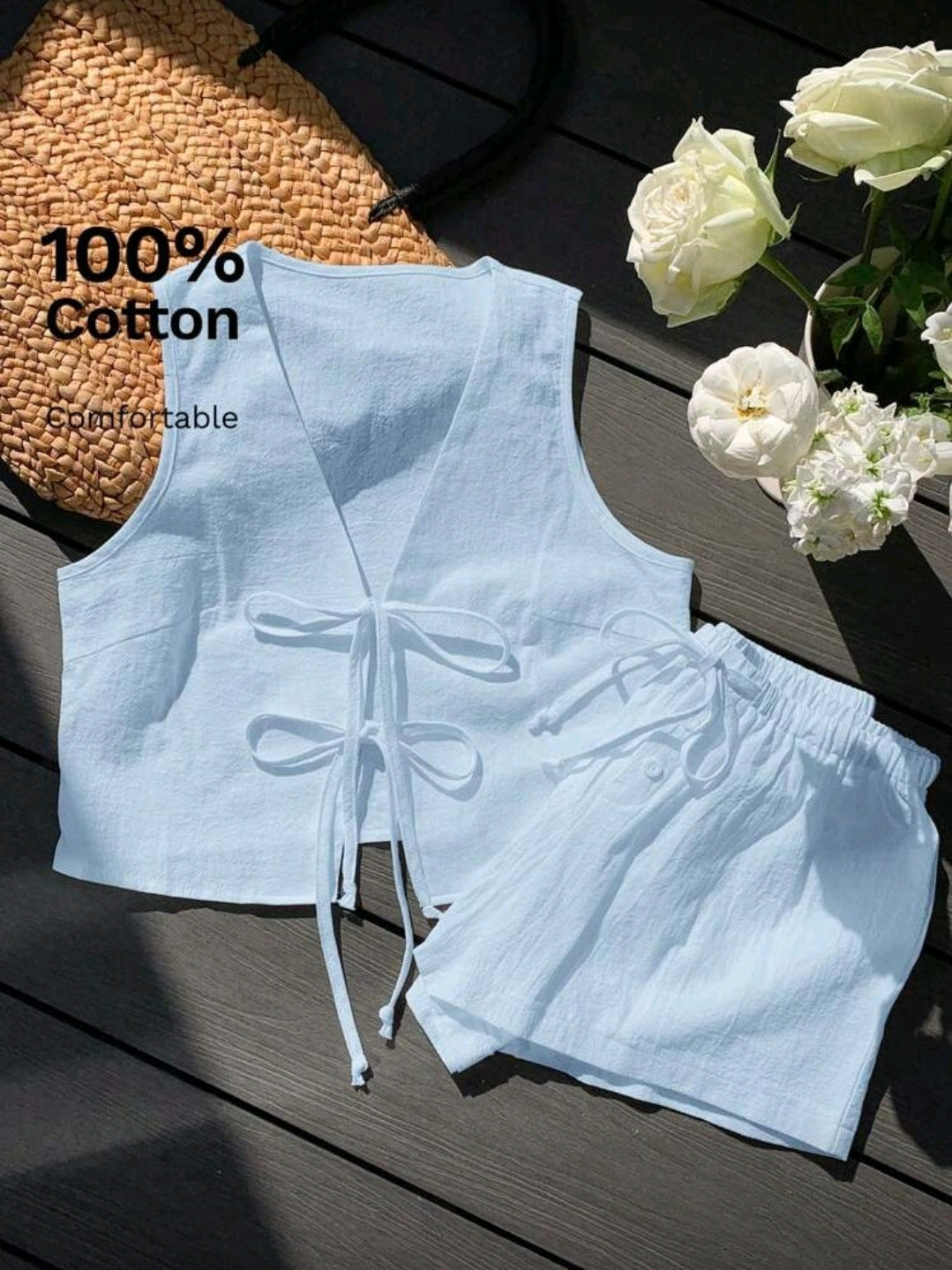 Blue Knotted Two Piece Set