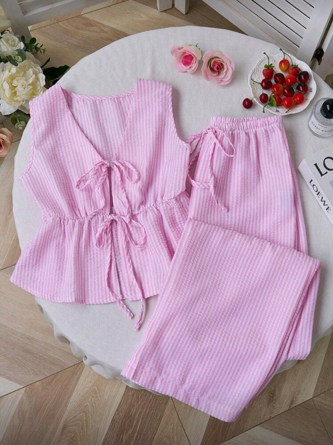 Pink Stripe Two Piece Set