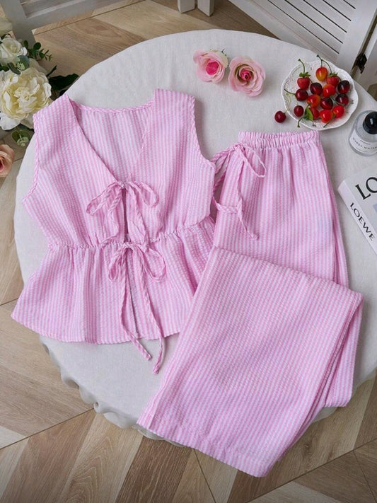 Pink Stripe Two Piece Set