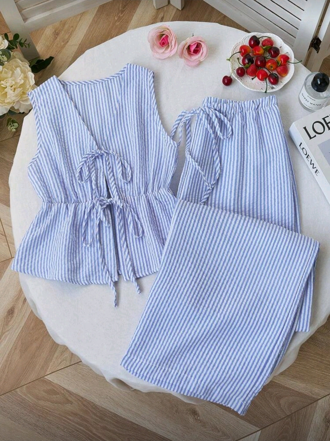 Striped Blue Two Piece