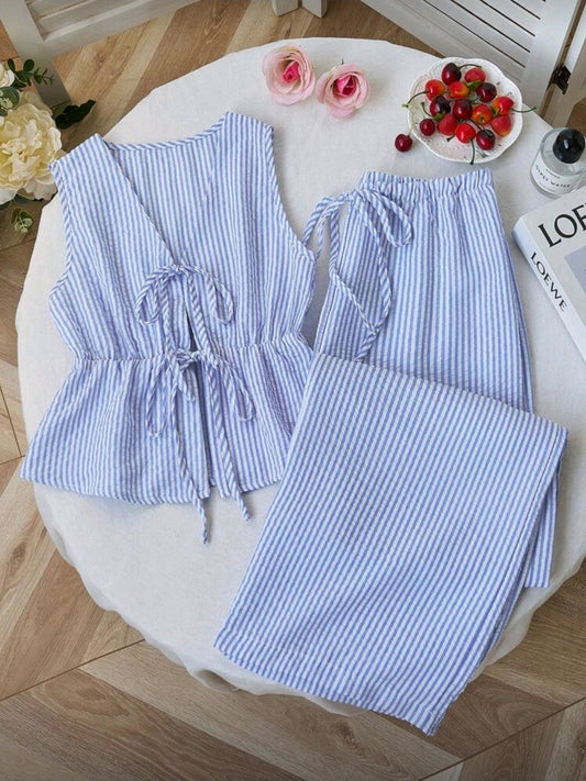 Striped Blue Two Piece