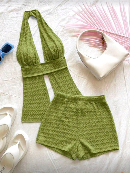 Green Halter Two Piece Set