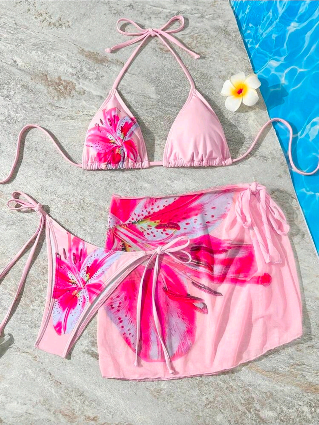 Pink Floral Swimwear