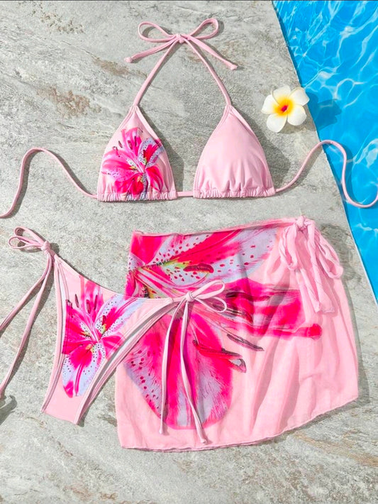 Pink Floral Swimwear
