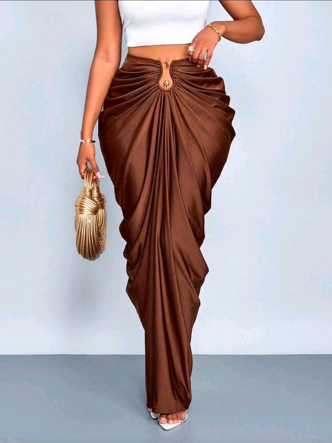 Brown Satin Skirt