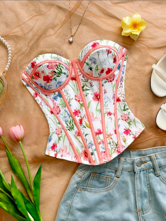 Floral Pink Corset