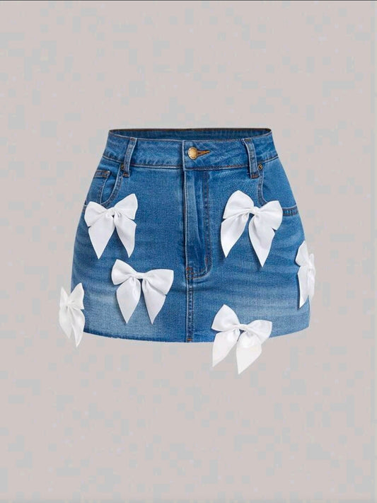 Denim Bow Skirt