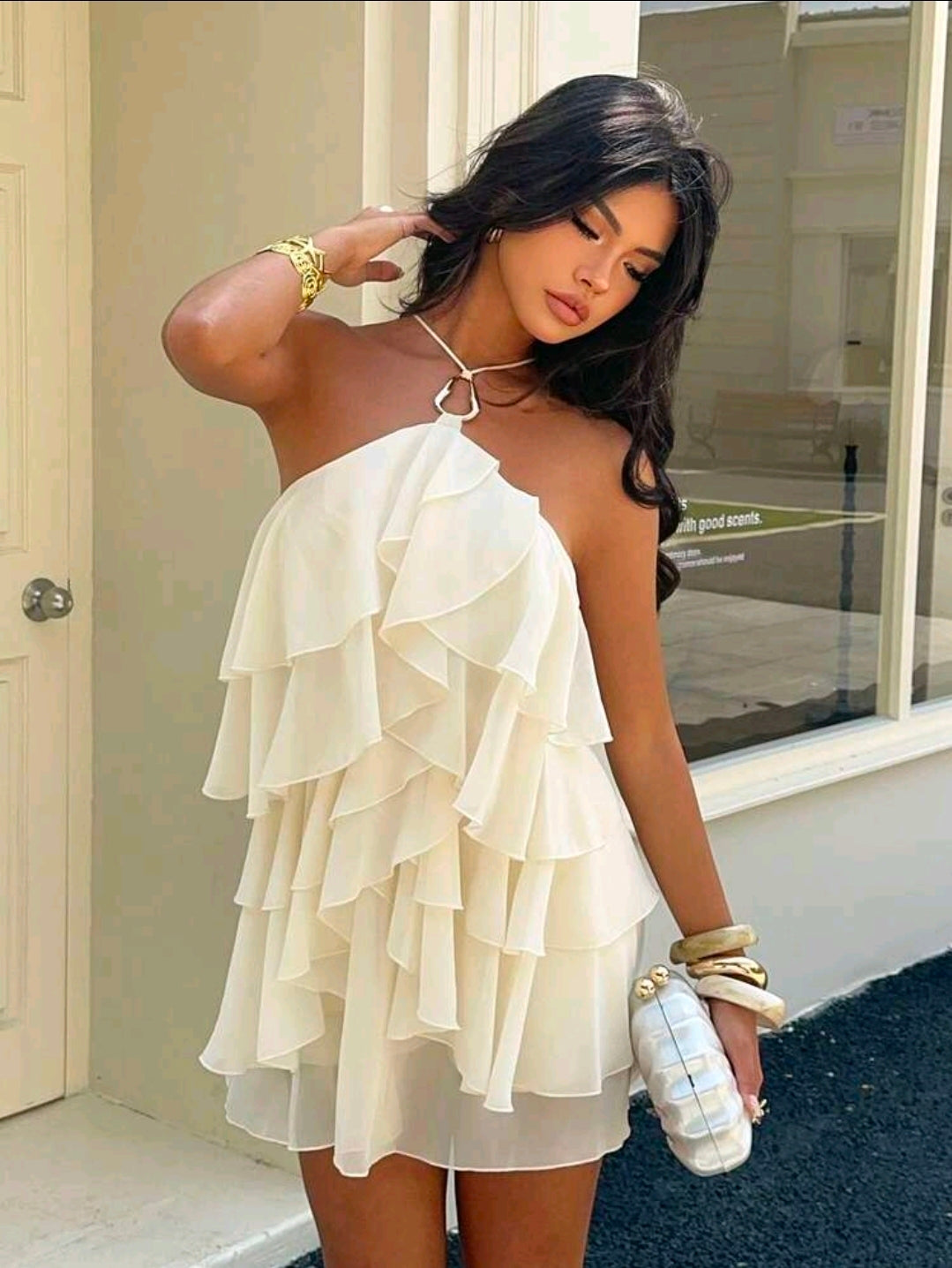 Apricot Ruffle Dress