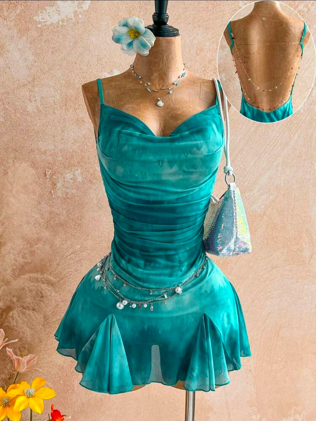 Teal Bead Dress