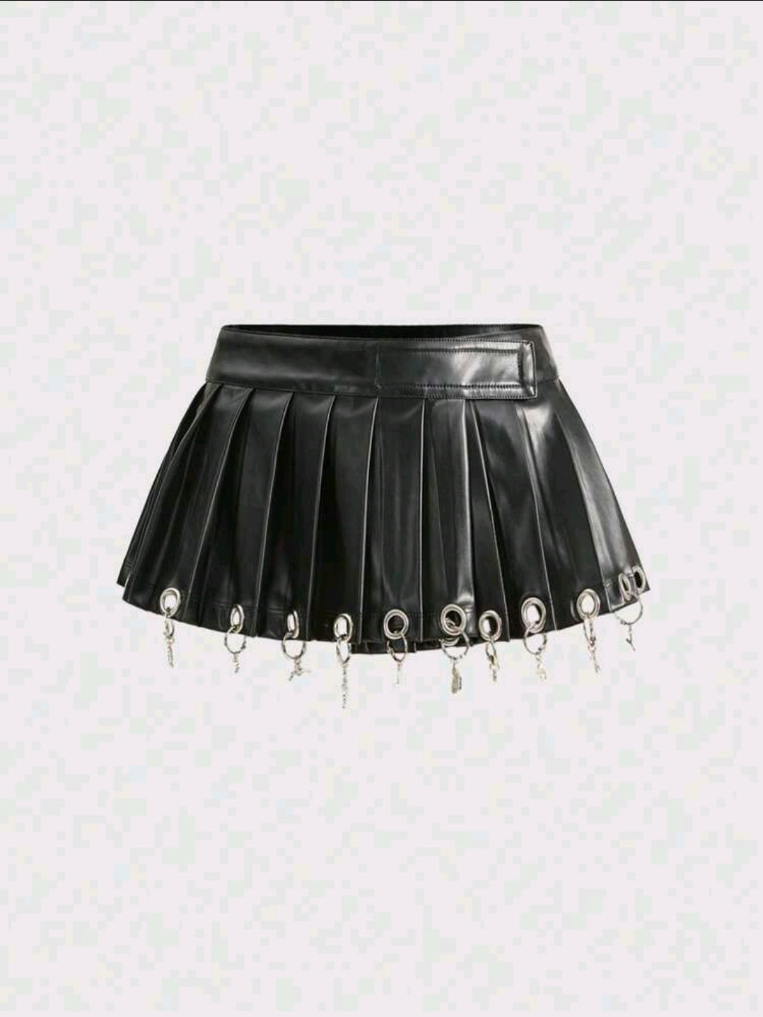 Silver Rings Leather Skirt