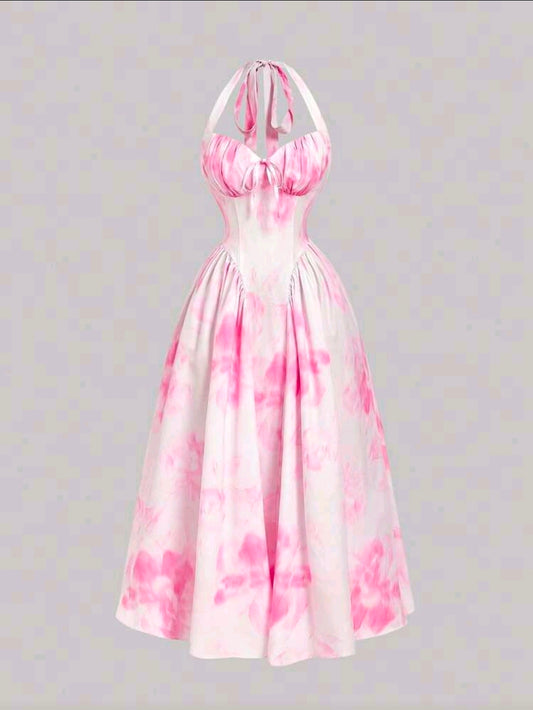 Pink Milkmaid Dress