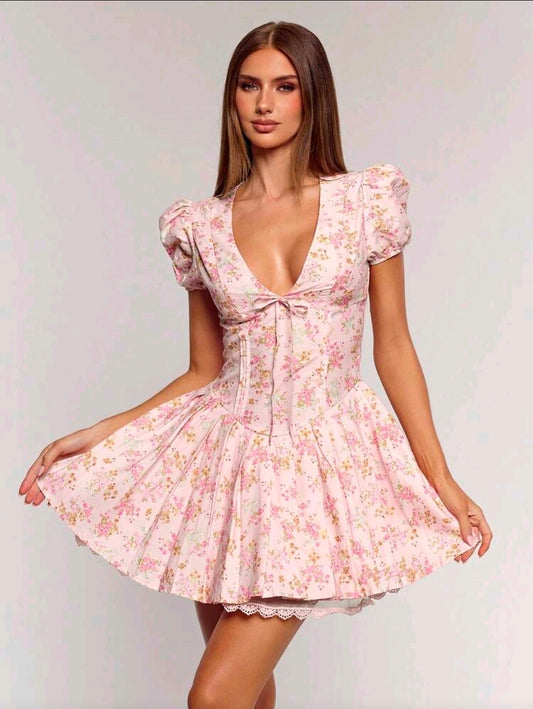 Pink Milkmaid Dress