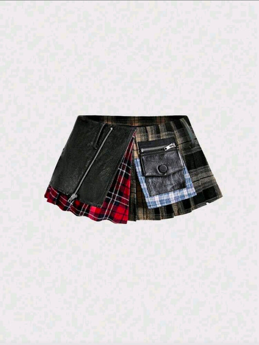 Plaid Red Mini Skirt