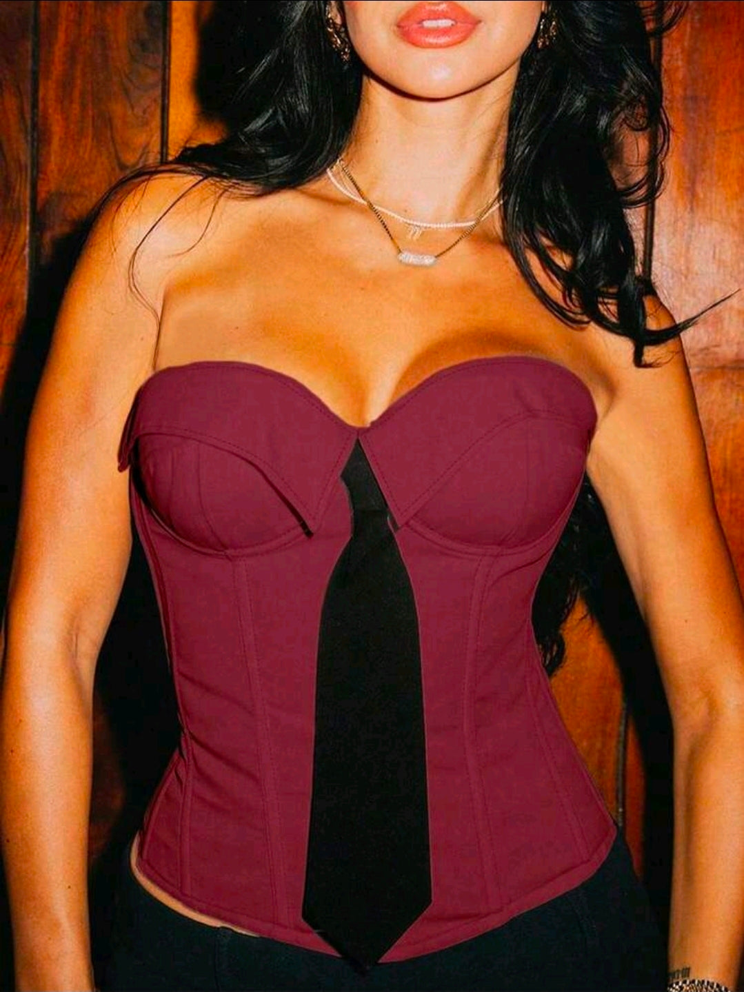Burgundy Tie Corset