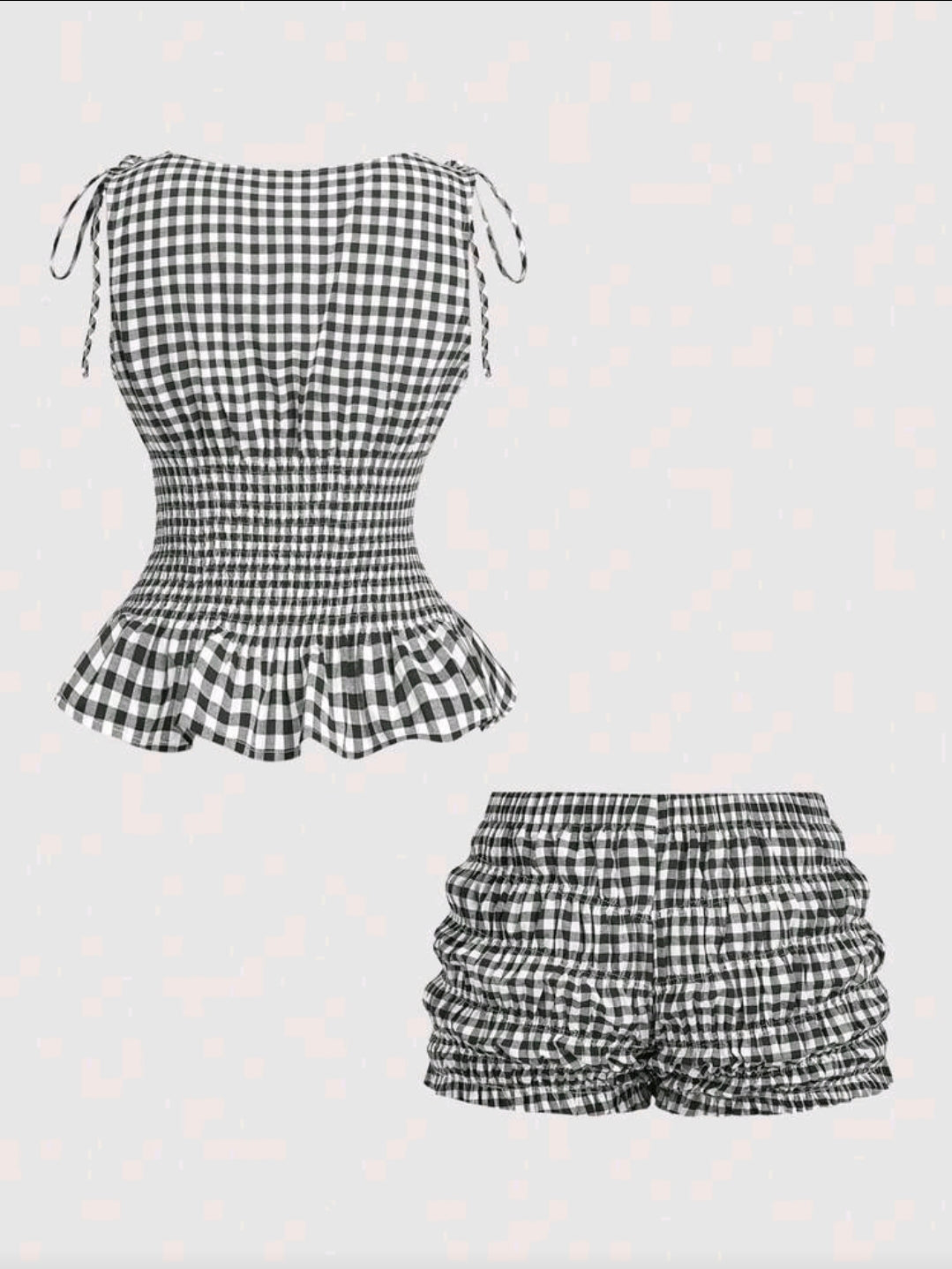 Checkered Top & Shorts Two Piece Set - Black/White