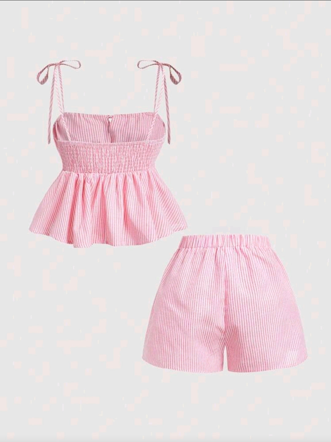 Striped Top & Shorts Two Piece Set - Pink