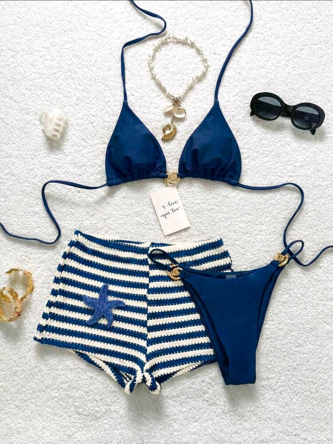 3PCS Striped Swimwear